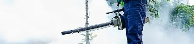 Pest control technician fogging an outdoor area for insect control in Nashville, TN
